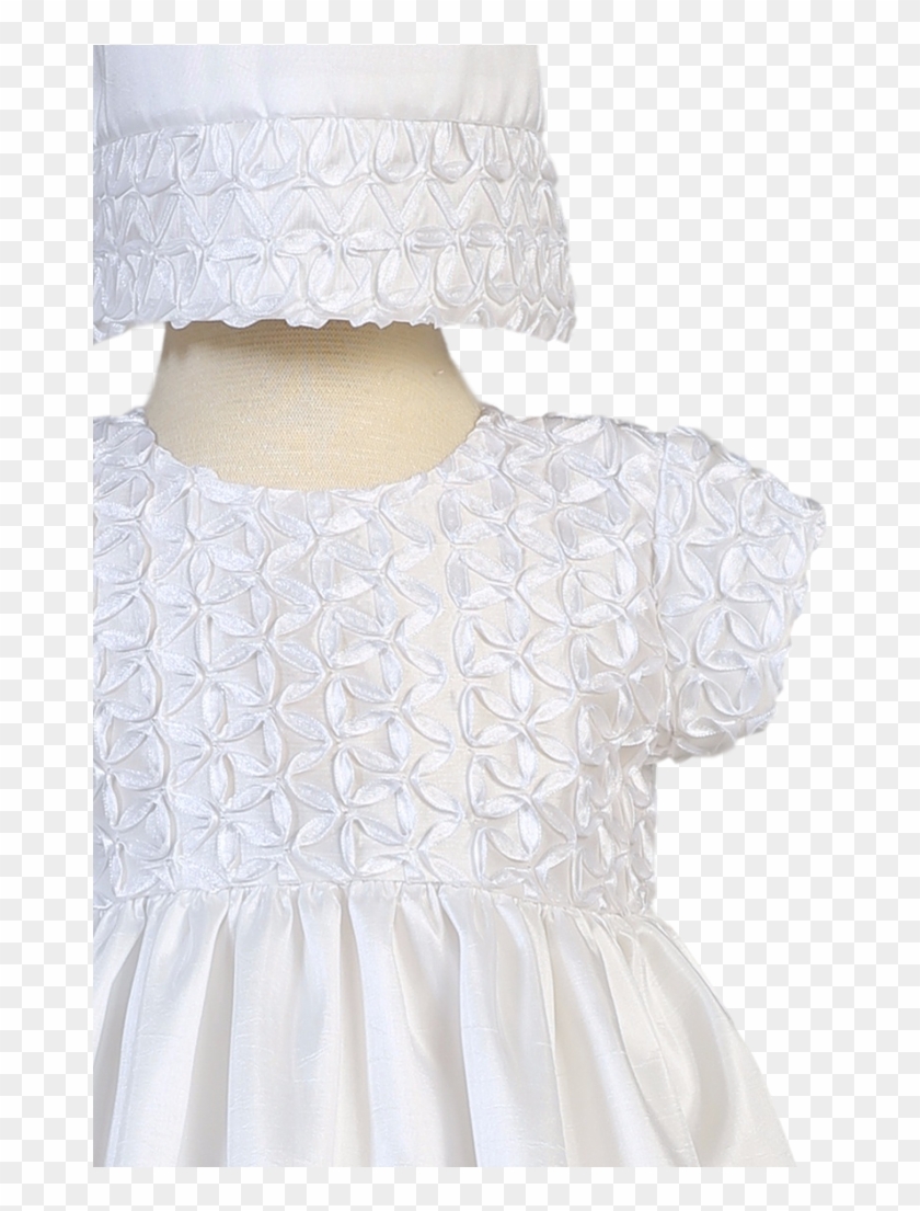Ribbon Flower Embroidery On White Taffeta Baby Girls Clipart #1521457