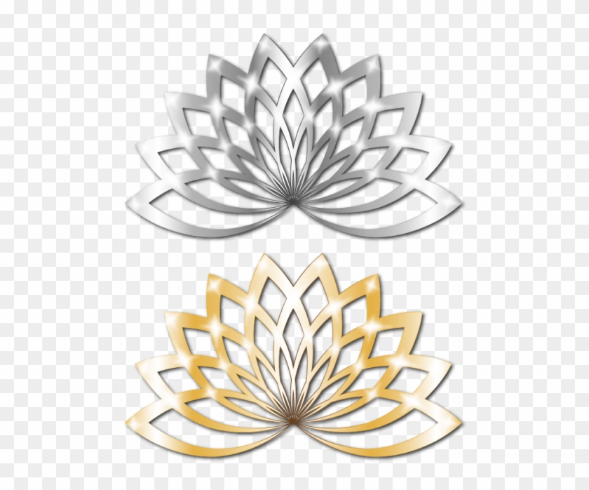 Silver Golden Lotus Floral Metal Shine Vector Ai File - Emblem Clipart #1522153