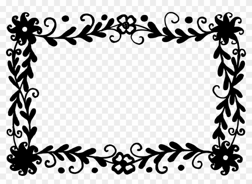 Vector Frame Clipart Floral - Black Floral Frame Png Transparent Png