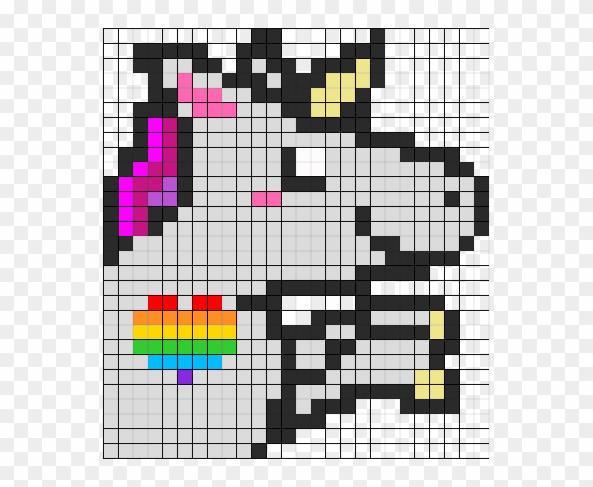 Rainbow Heart Unicorn Perler Bead Pattern / Bead Sprite - Visual Arts Clipart