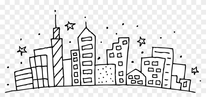 Clipart Black And - City Skyline Coloring Page - Png Download #1524168