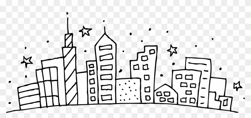 Clipart Black And - City Skyline Coloring Page - Png Download