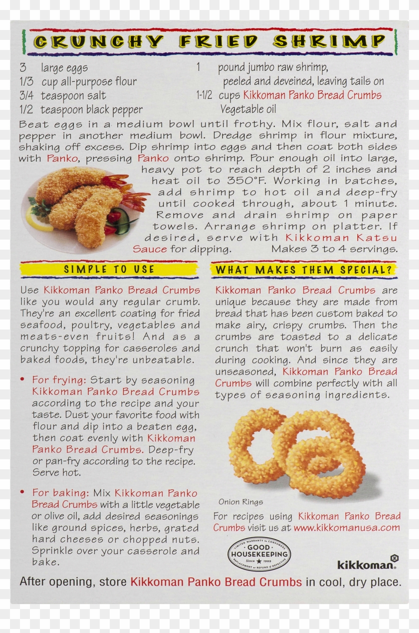 Kikkoman Panko Japanese Style Bread Crumbs, 8 Oz - Fried Food Clipart