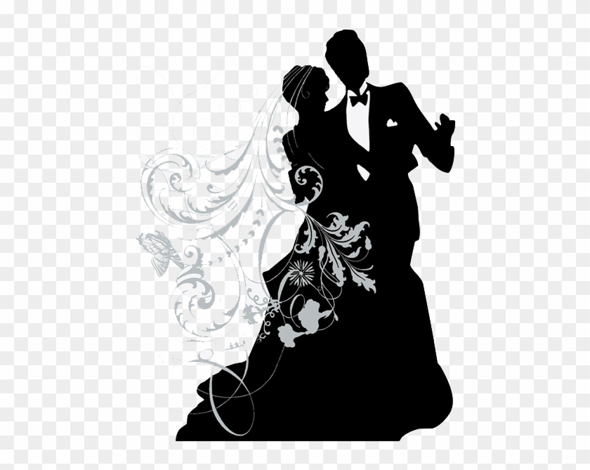 Bride And Groom Silhouettes - Couple Cross Stitch Patterns Free Download Clipart #1524834