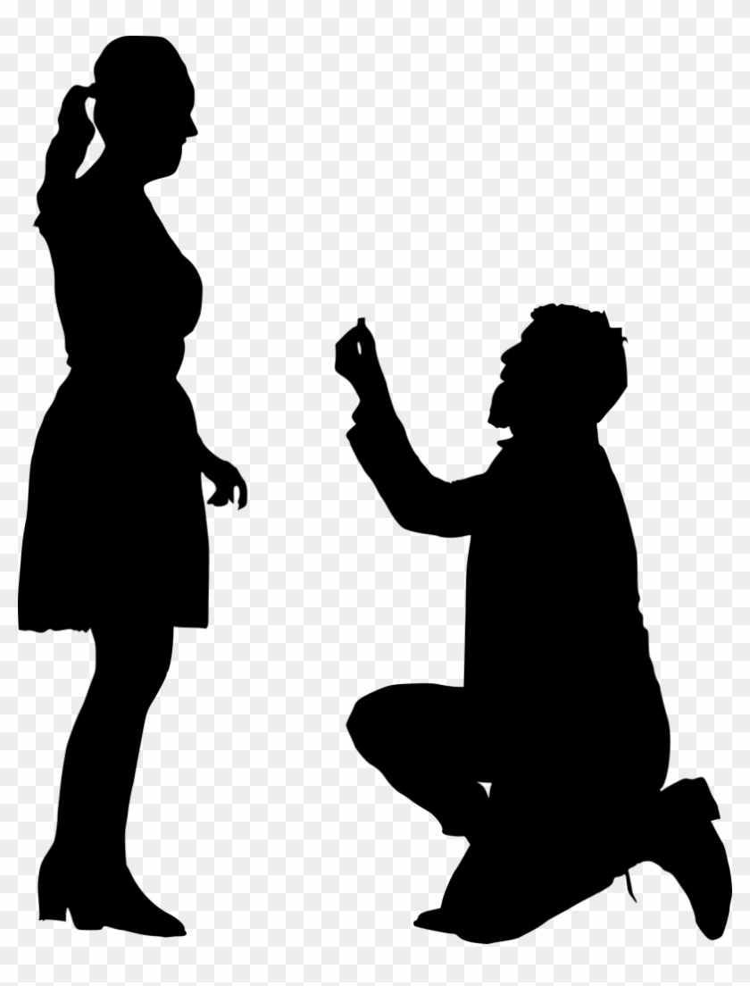 Png File Size - Couple Proposing Silhouette Png Clipart #1525174