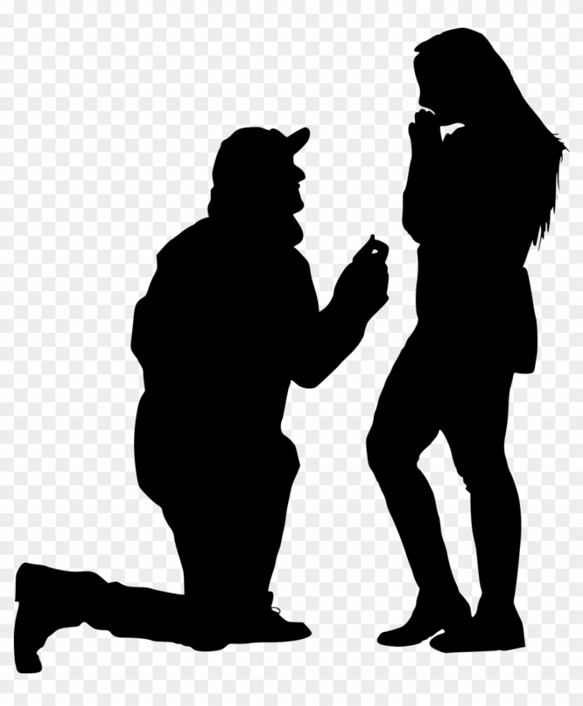 Png File Size - Silhouette Marriage Proposal Png Clipart #1525415