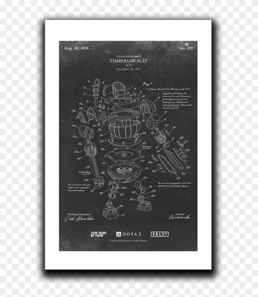 Timbersaw Suit Patent Print Art Print - Blackboard Clipart #1525678