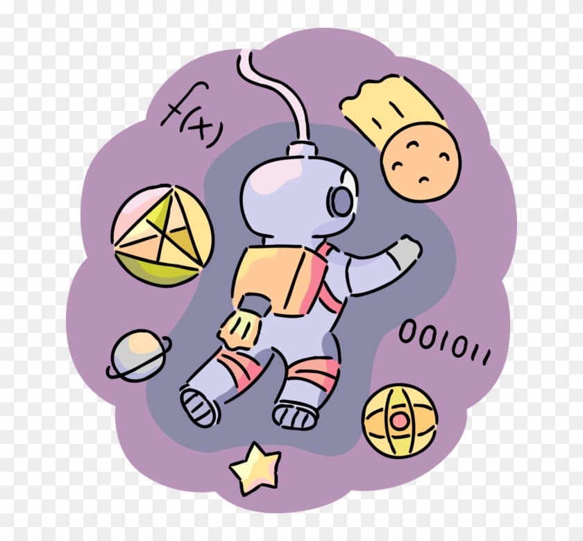 Vector Illustration Of Astronaut In Outer Space Suit - Cartoon Clipart