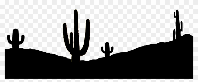 Cactus Silhouette Png , Png Download - Black And White Desert Silhouette Clipart #1526770