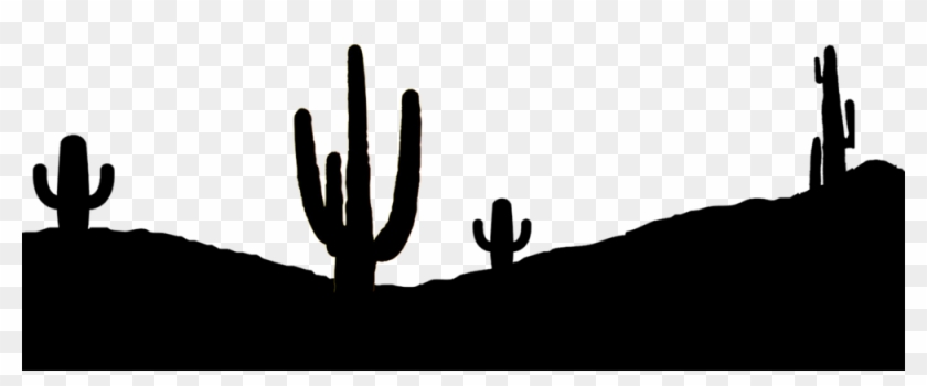 Cactus Silhouette Png , Png Download - Black And White Desert Silhouette Clipart