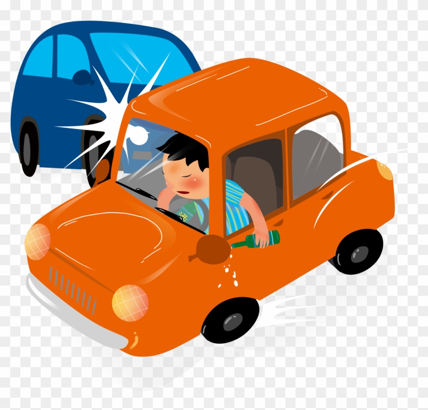 Cartoon Hand Drawn Illustration Car Accident Png And - Clip Art Transparent Png