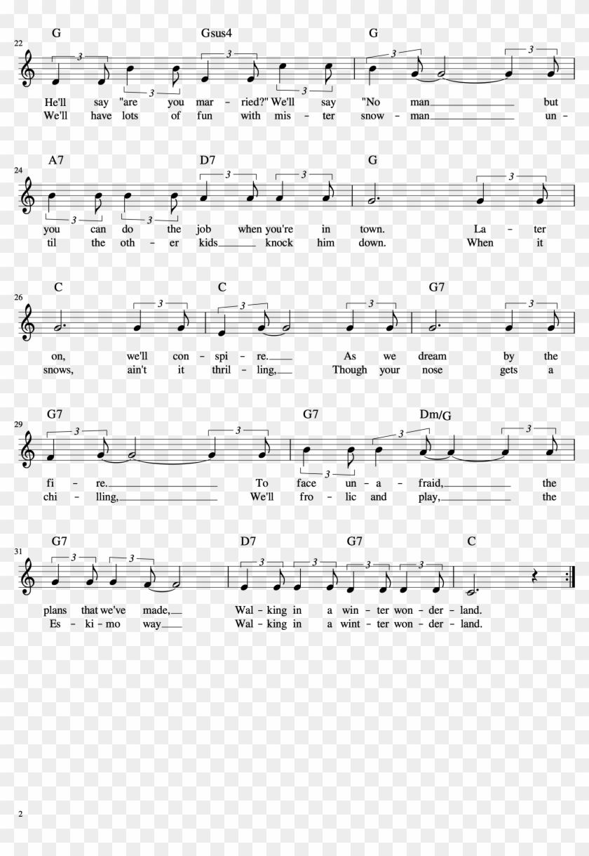 Winter Wonderland Lead Sheet Color Chords Page - Sheet Music Clipart