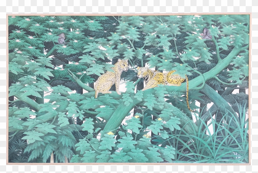 Balinese Painting Of Leopards In A Green - Still Life Clipart #1526994