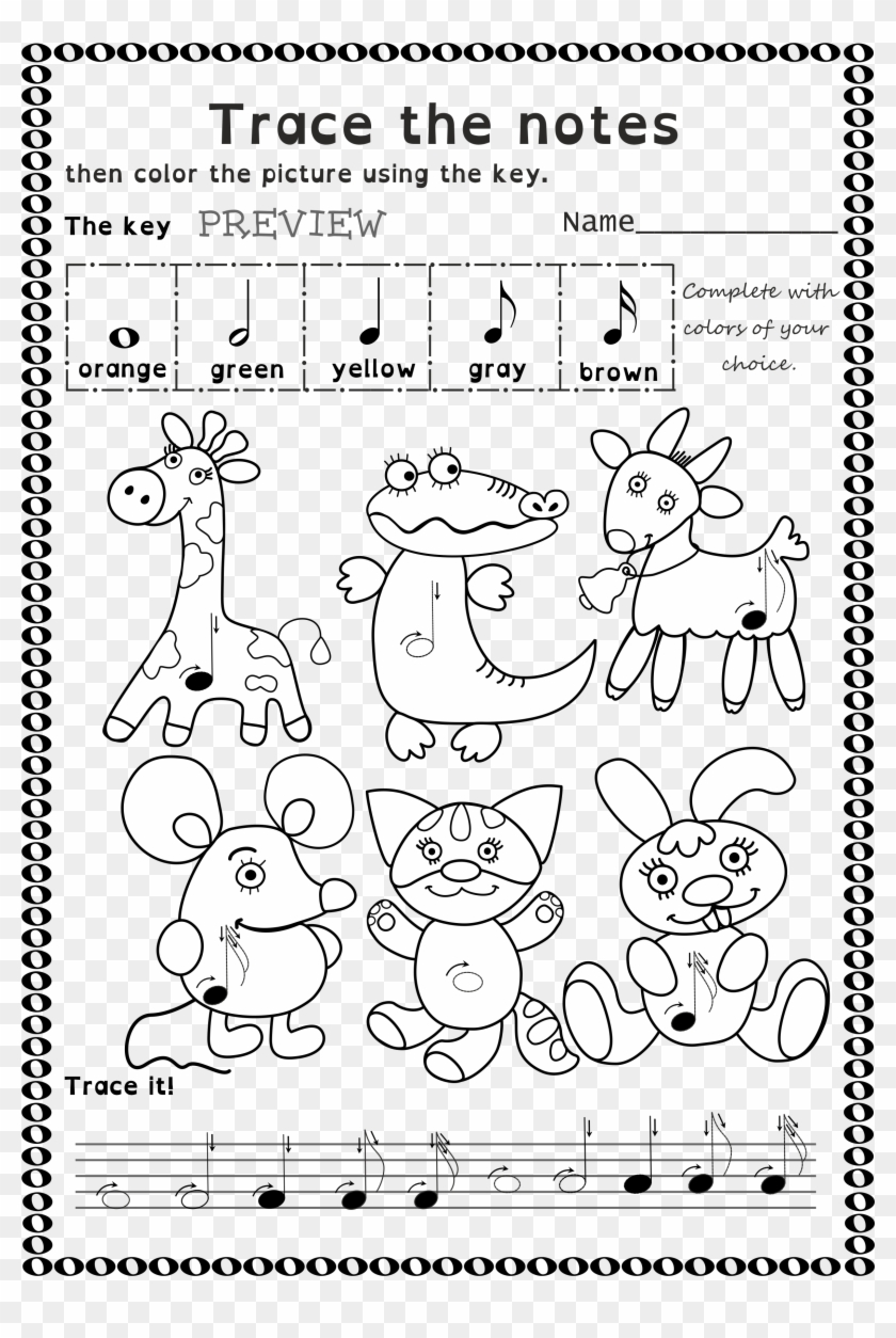 Trace Color Worksheets For - Treble Clef Symbol Worksheet Trace Clipart