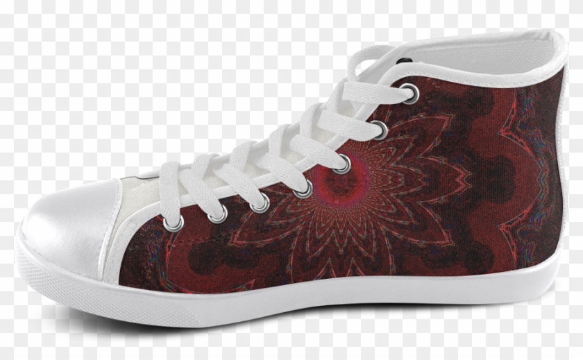 Dark Red And Purple Lotus Star Mandala High Top Canvas - Once Upon A Shoes Clipart