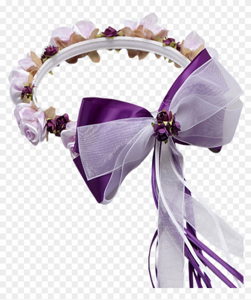Purple Floral Crown Wreath Handmade With Silk Flowers, - Gift Wrapping Clipart #1528232