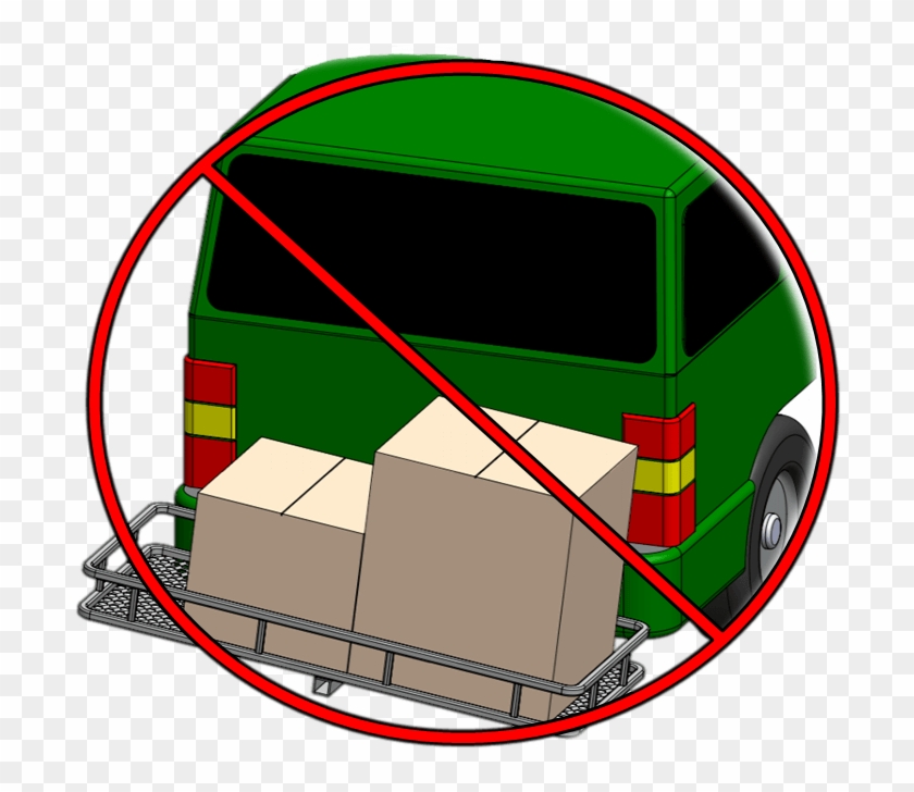 Green Car Crossed Out With Unstable Cargo - Compact Van Clipart #1529021