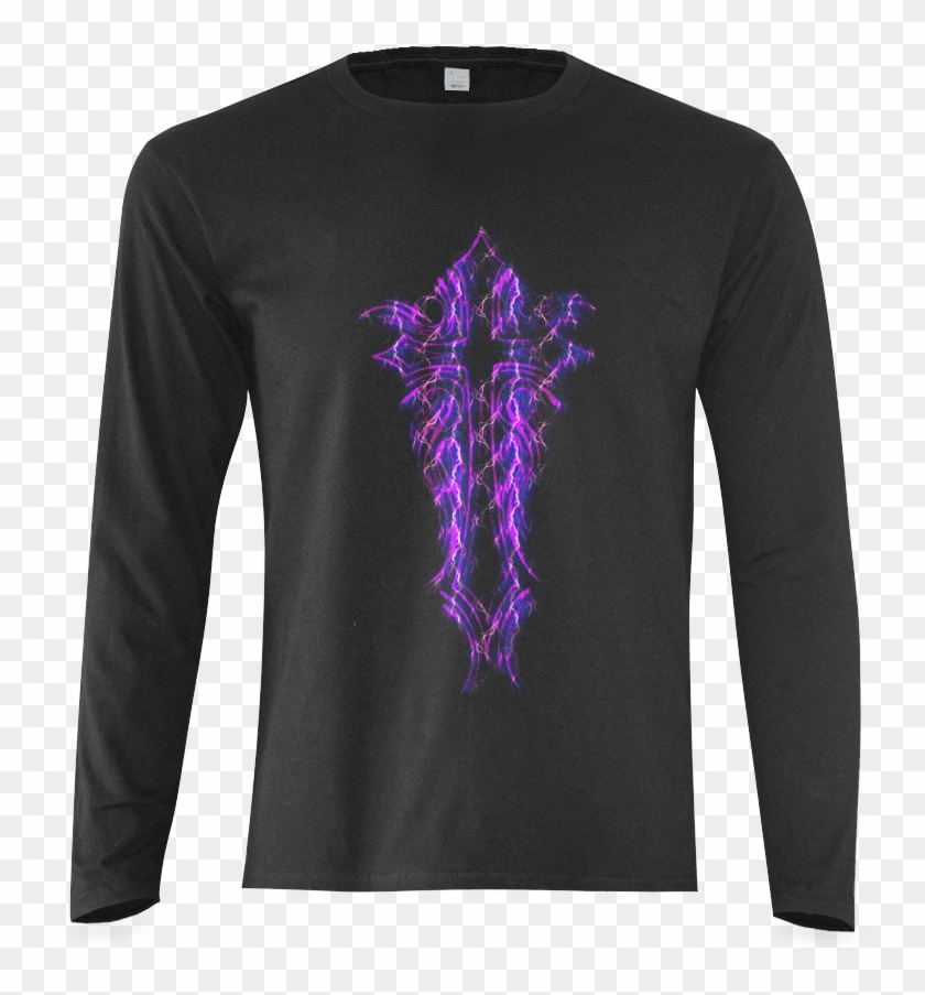 Cross Purple Lightning W/ Pinstripe "back" Sunny Men's - Long-sleeved T-shirt Clipart