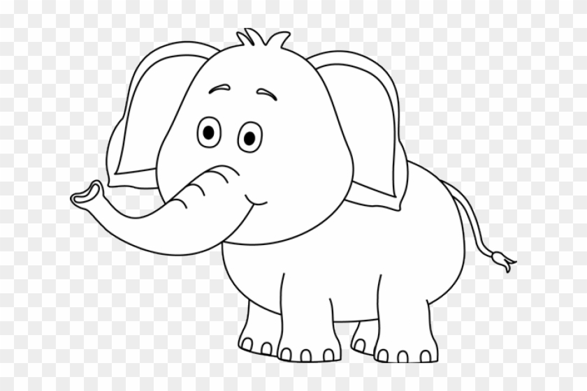 Cute Elephant Clipart - Cute Elephant Clipart Black And White - Png Download