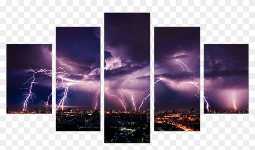 Lightning Storm 5 Piece Canvas - Paisagem De Raios Clipart