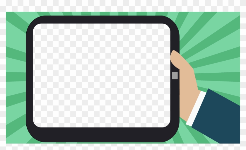 Available In Two Formats - Cartoon Hand Holding Tablet Clipart