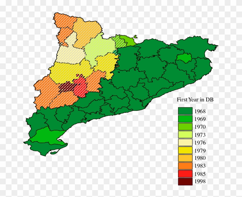 Map Of Catalonia And Start Year Of The Fire Database - Map Clipart #1531261