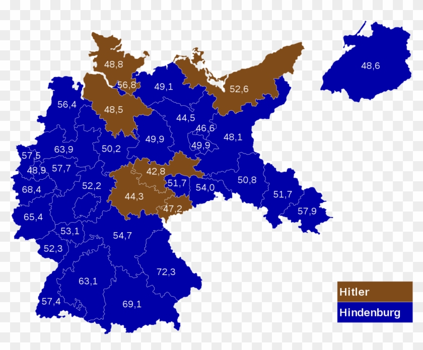 1932 German Presidential Election - German Election Map 1933 Clipart #1531765