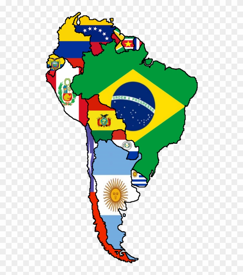 Flags Of South United States Map - Map Latin America Flag Clipart #1531983