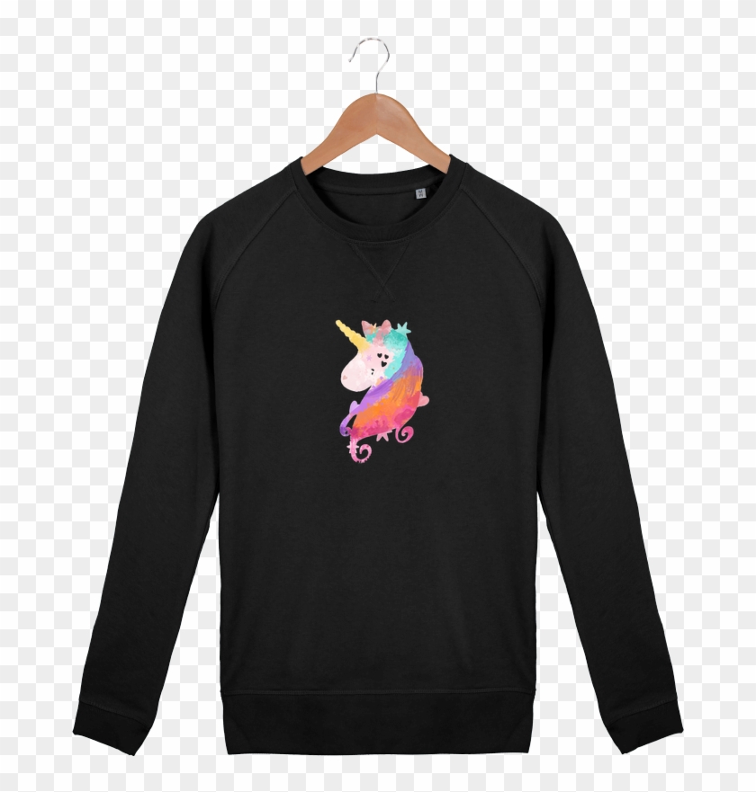 Sweat Col Rond Homme Stanley Strolls Watercolor Unicorn - Cartoon Clipart