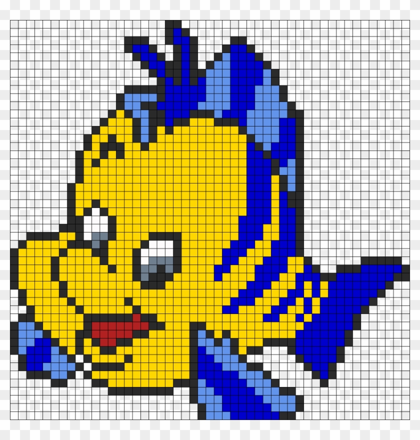 Flounder From Little Mermaid Perler Bead Pattern / - Little Mermaid Perler Bead Patterns Clipart #1532745