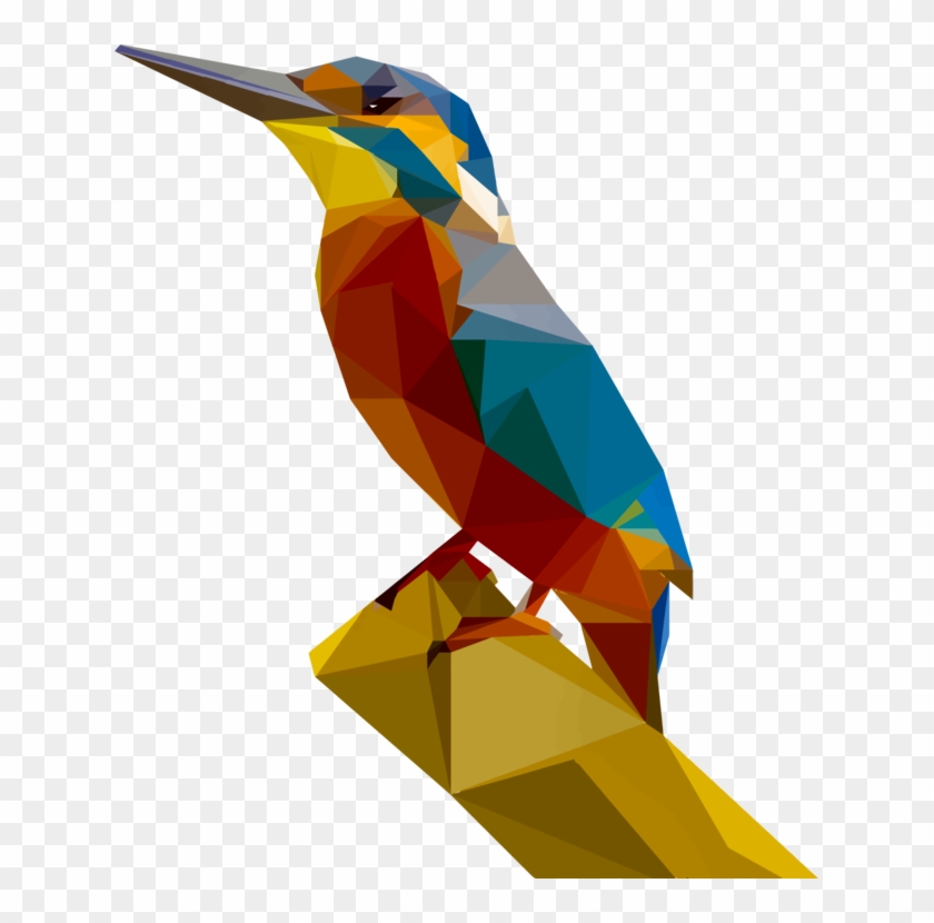 Low Poly Abstract Art Kingfisher Polygon - Kingfisher Png Transparent Background Clipart #1533547