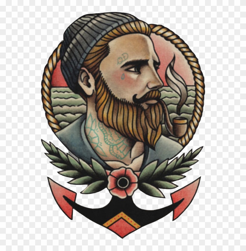 Tattoos School Old Tattoo Flash Parlor Clipart - Old School Tattoo Sailor - Png Download