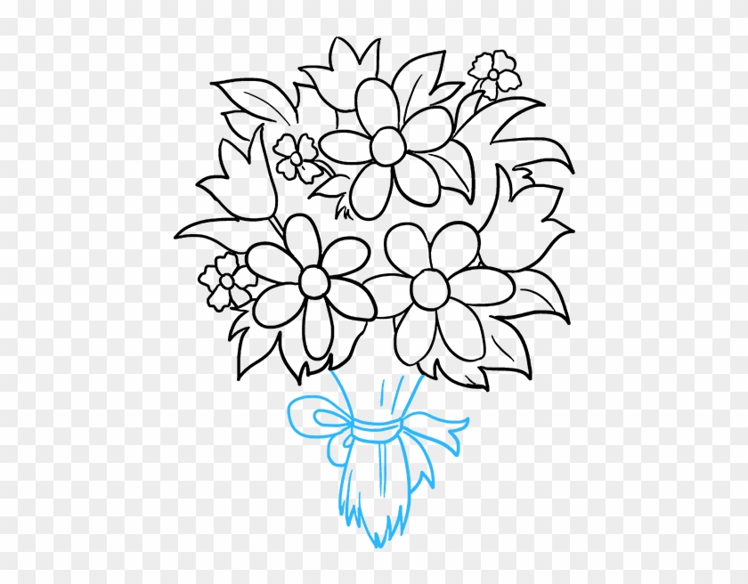 How To Draw A Really Easy Tutorial - Draw A Bouquet Of Flowers Easy Step Clipart #1534965