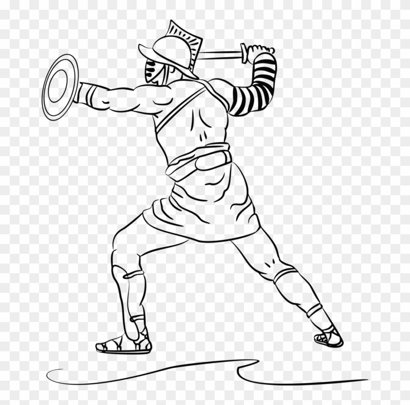 Drawing Gladiator Coloring Book Line Art Clipart