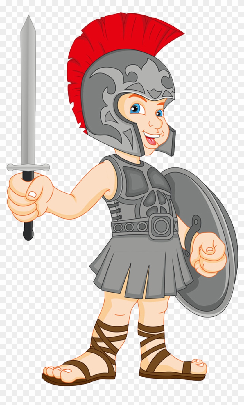 Clip Art Library Bean Drawing Gladiator - Roman Gladiator Cartoon - Png Download