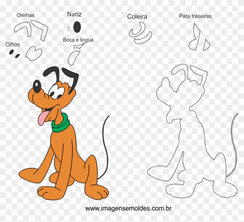 Molde Do Pluto Para Feltro, Eva E Artesanato - Molde Da Turma Do Mickey Clipart