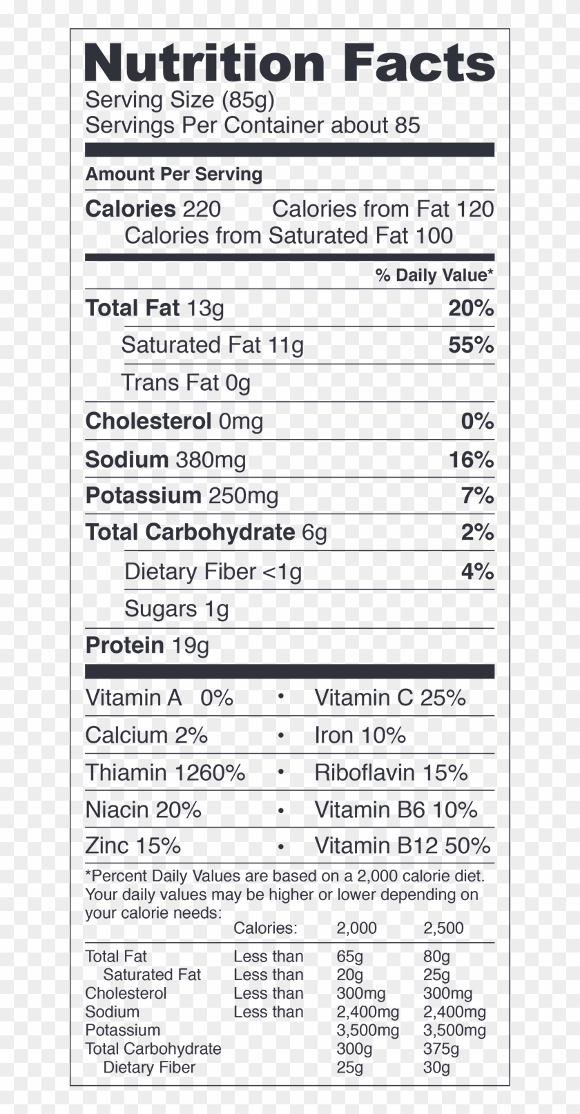 Nutrition-facts - Impossible Burger Nutrition Facts Clipart