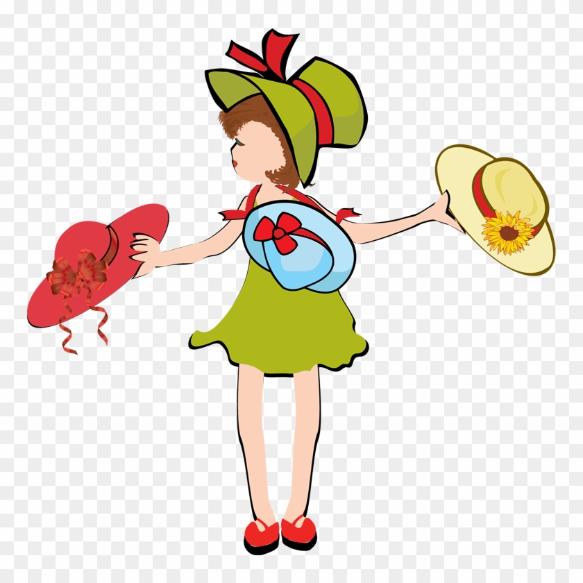 Sun Hat Clip Art - Woman Wearing Many Hats Clipart - Png Download