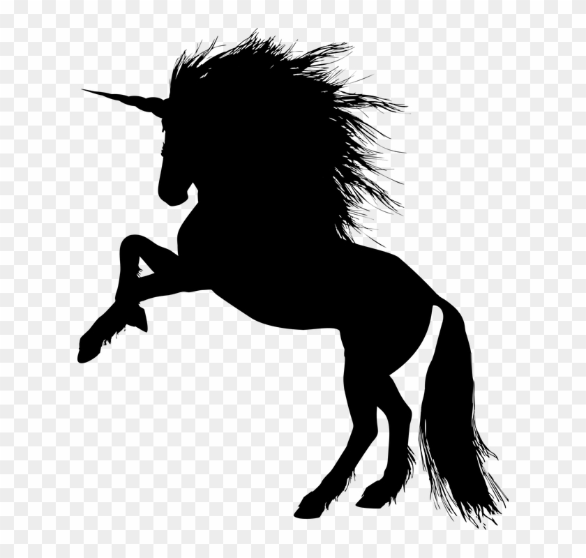 Animal, Equine, Rearing, Horse, Silhouette, Ride - Rearing Unicorn Clipart #1537983