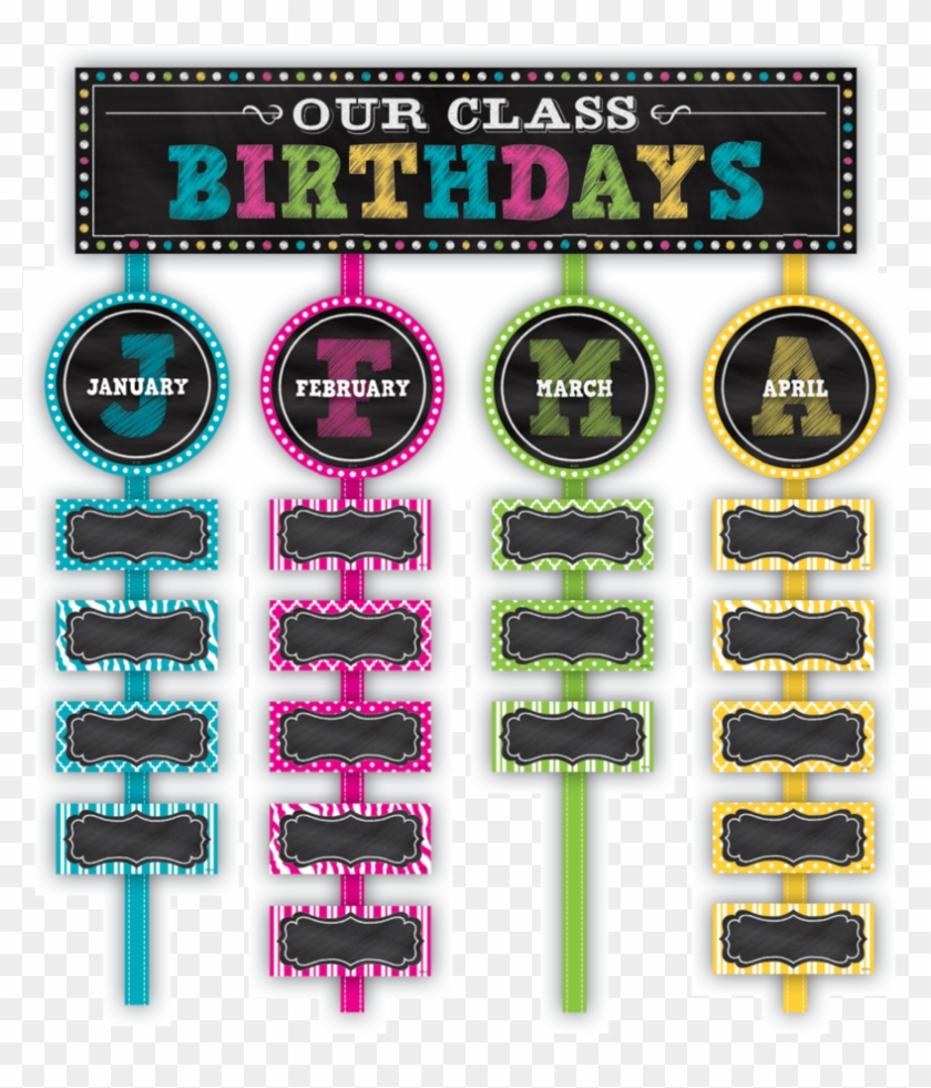 Tcr5506 Chalkboard Brights Our Class Birthdays Mini - Cupcake Birthday Bulletin Board Ideas Clipart