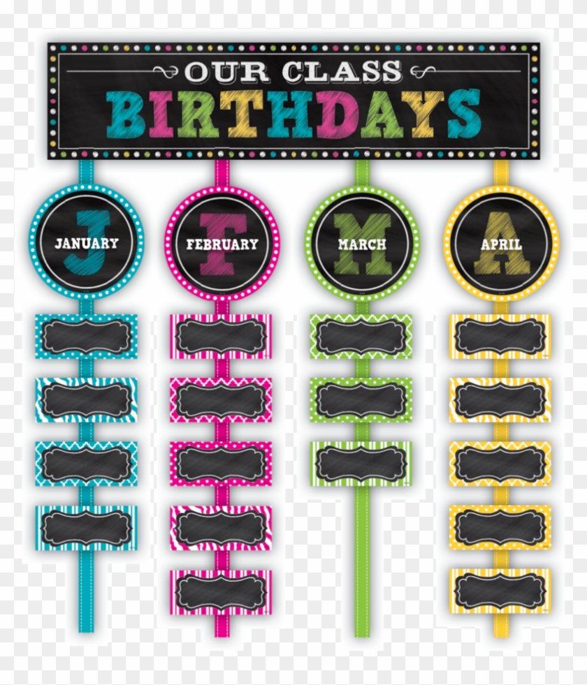 Tcr5506 Chalkboard Brights Our Class Birthdays Mini - Cupcake Birthday Bulletin Board Ideas Clipart #1538745