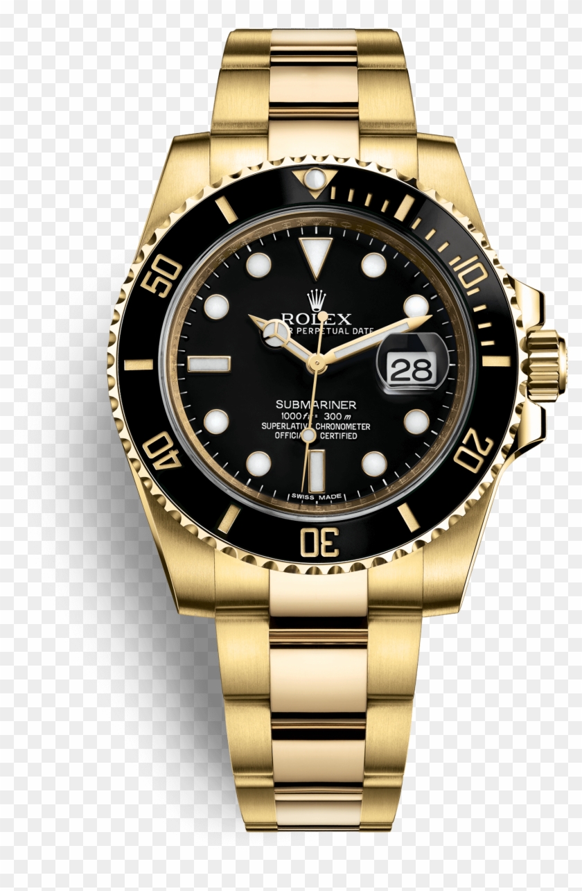 Submariner Watch Rolex Gold Colored Free Transparent - Rolex Submariner Date Gold Clipart #1538963