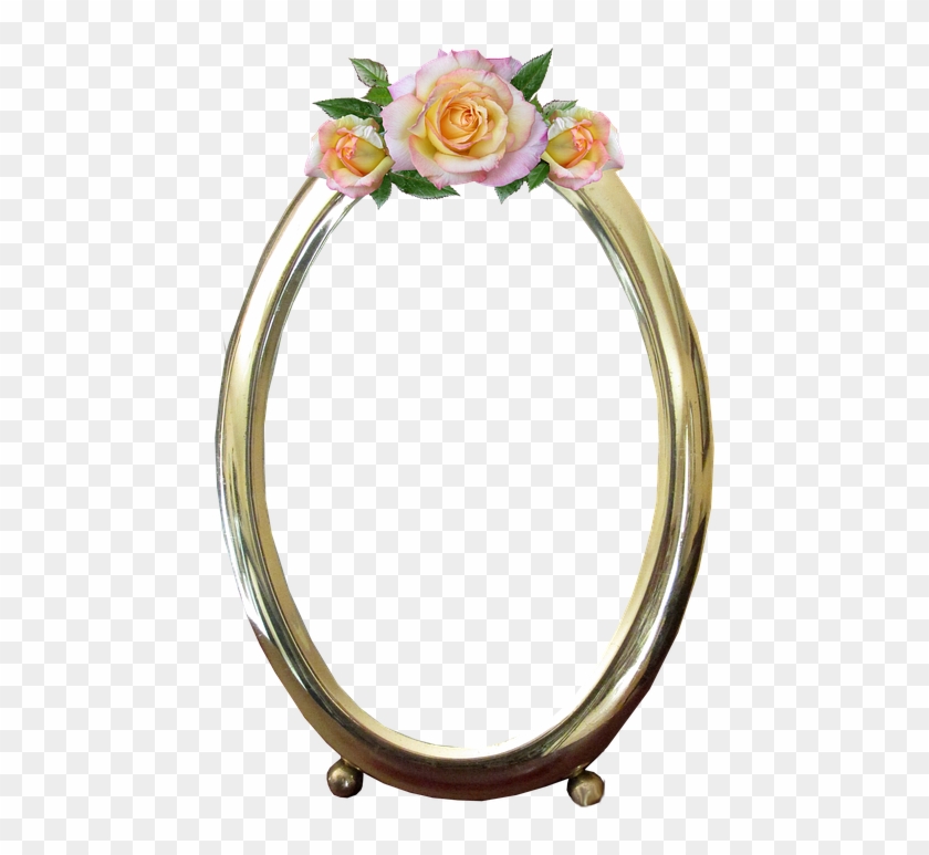 Frame, Oval, Gold, Rose, Decoration - Transparent Background Oval Frame Flower Clipart #1539492