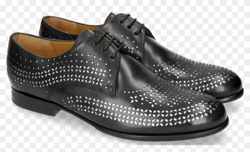 Derby Shoes Sally 82 Black Lasercut Feather - Shoe Clipart #1539862