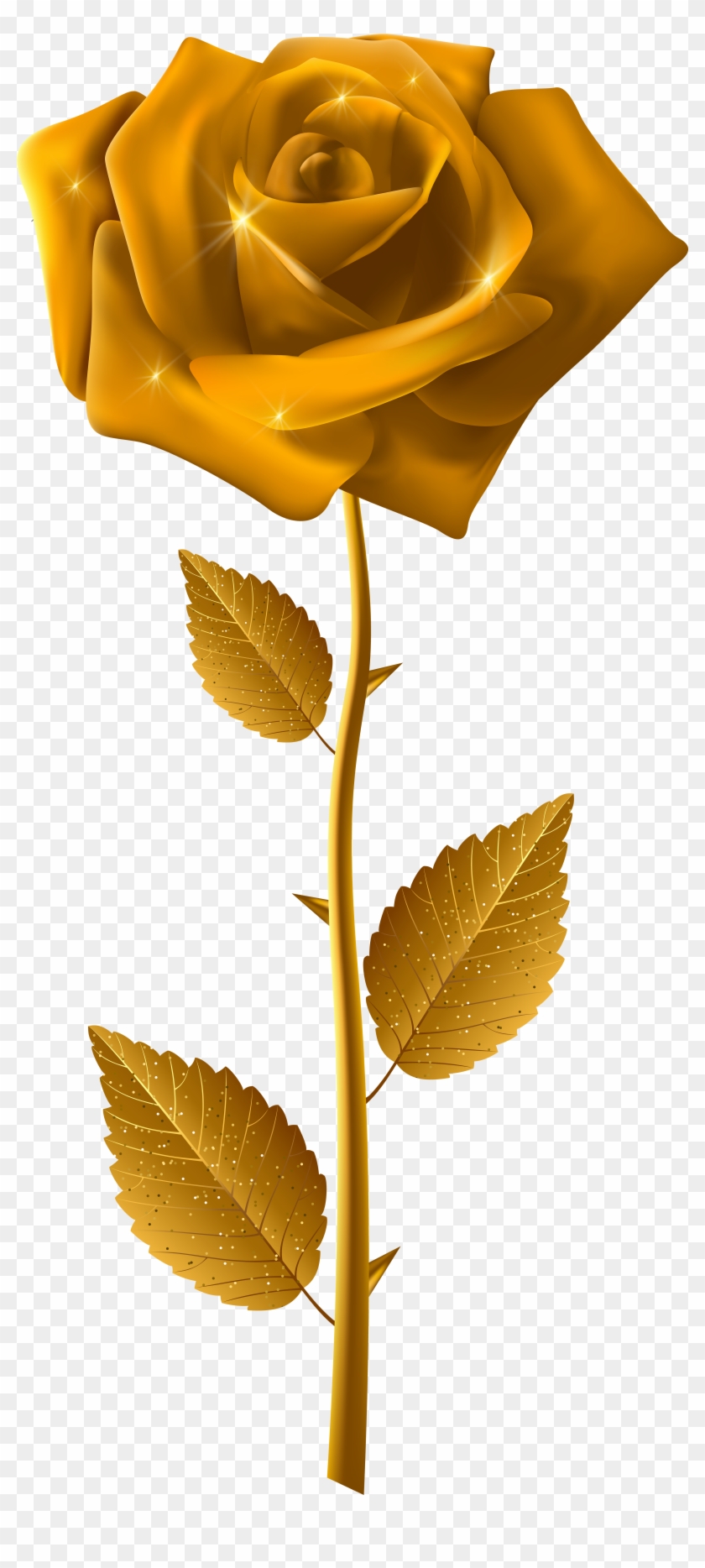 Gold Rose With Steam Transparent Image - Rose Clipart