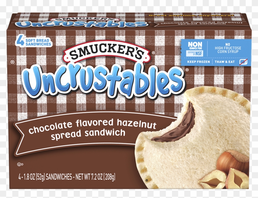 Uncrustables® Chocolate Flavored Hazelnut Spread - Peanut Butter And Jelly Sandwich Smuckers Clipart