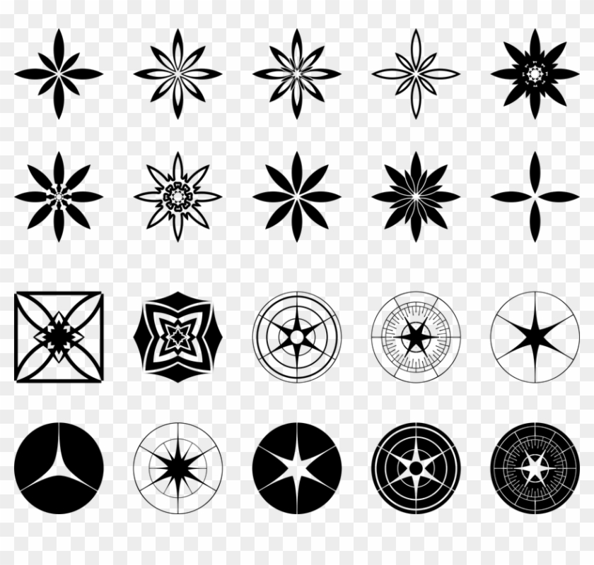 Floral, Geometry, Icons, Geometric, Flower, Black - Kar Tanesi Çizimi Kolay Clipart