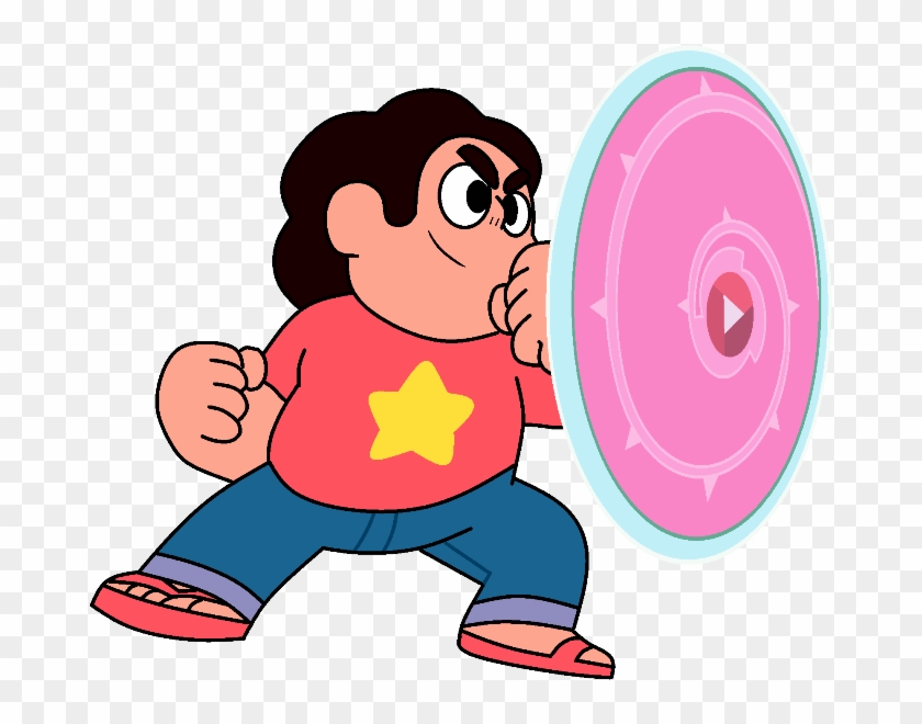 Steven Universe With His Weapon - Steven Universe With Shield Clipart