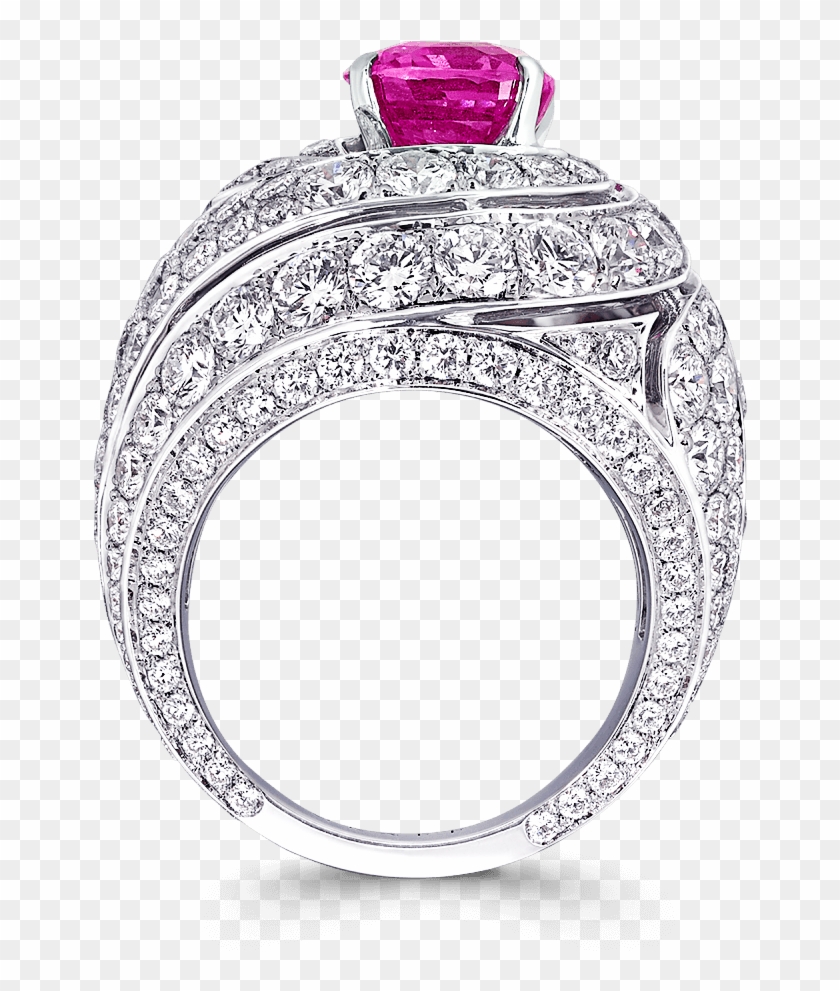 Shank View Of A Graff Swirl Ring Featuring A Pink Sapphire - Engagement Ring Clipart #1542816