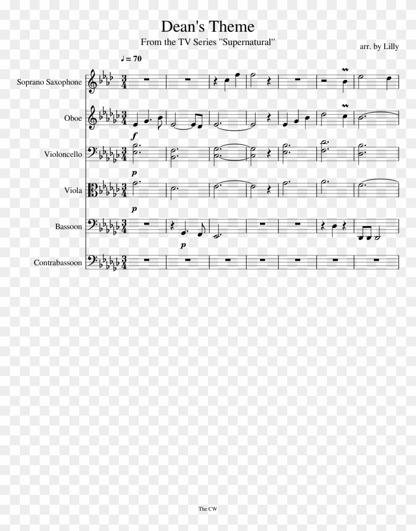 Theme For Dean Sheet Music For Soprano Saxophone, Oboe, - Sheet Music Clipart